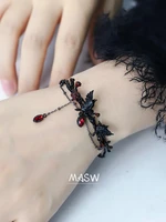 MASW Original Design Hot Cool Style Black Crow Red Flower Bracelets For Women Girl Gift 2025 Trend New Fashion Accessories 2