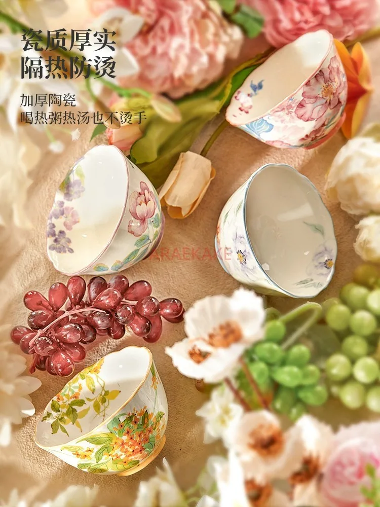 Chinese style household ceramic rice bowls, high-end tableware, rice bowls, and beautiful small bowls