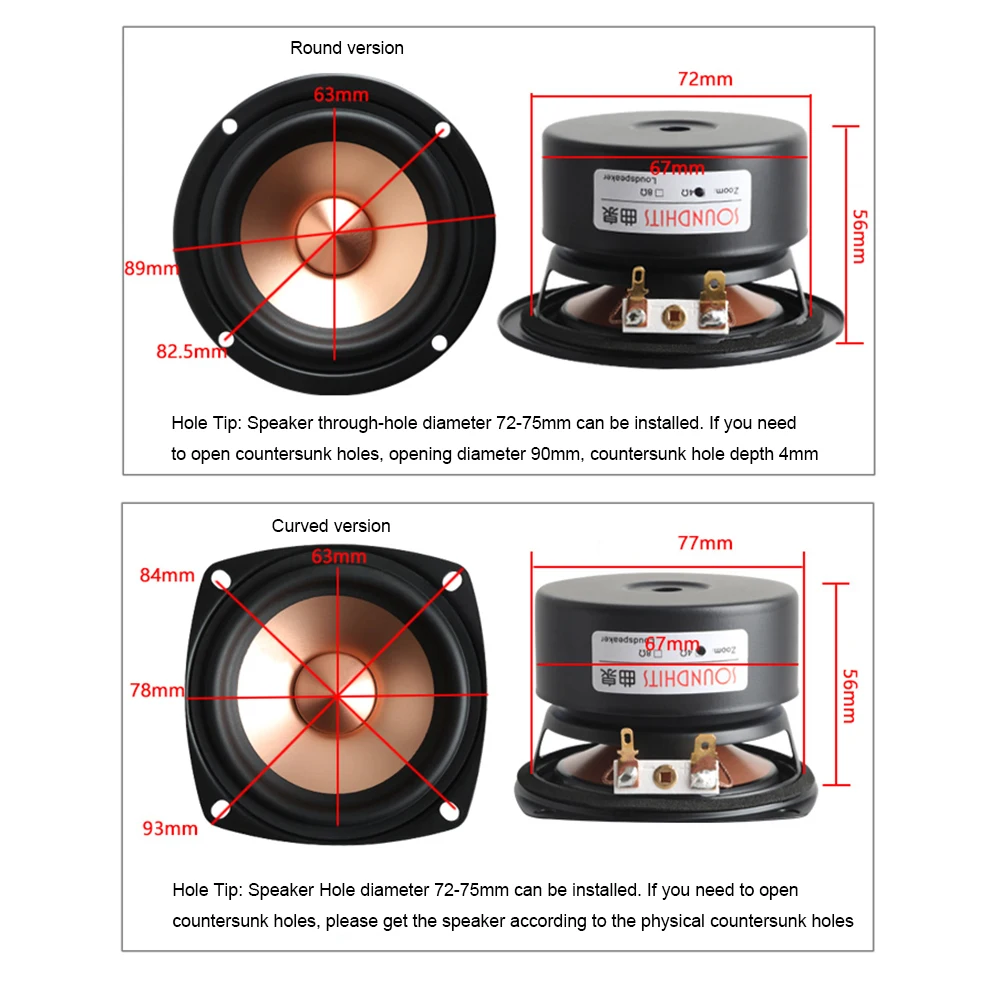 3 Inch Full Range Speaker 15W HiFi Speaker Full Range Unit 4/8 Ohm Audio Home Theater DIY Lyele Audio