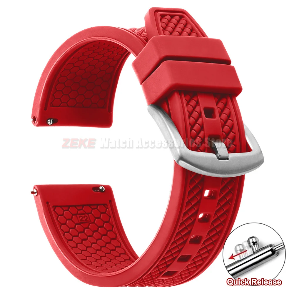 Universal Sports Silicone Watchband - 20mm/22mm Waterproof Rubber Strap