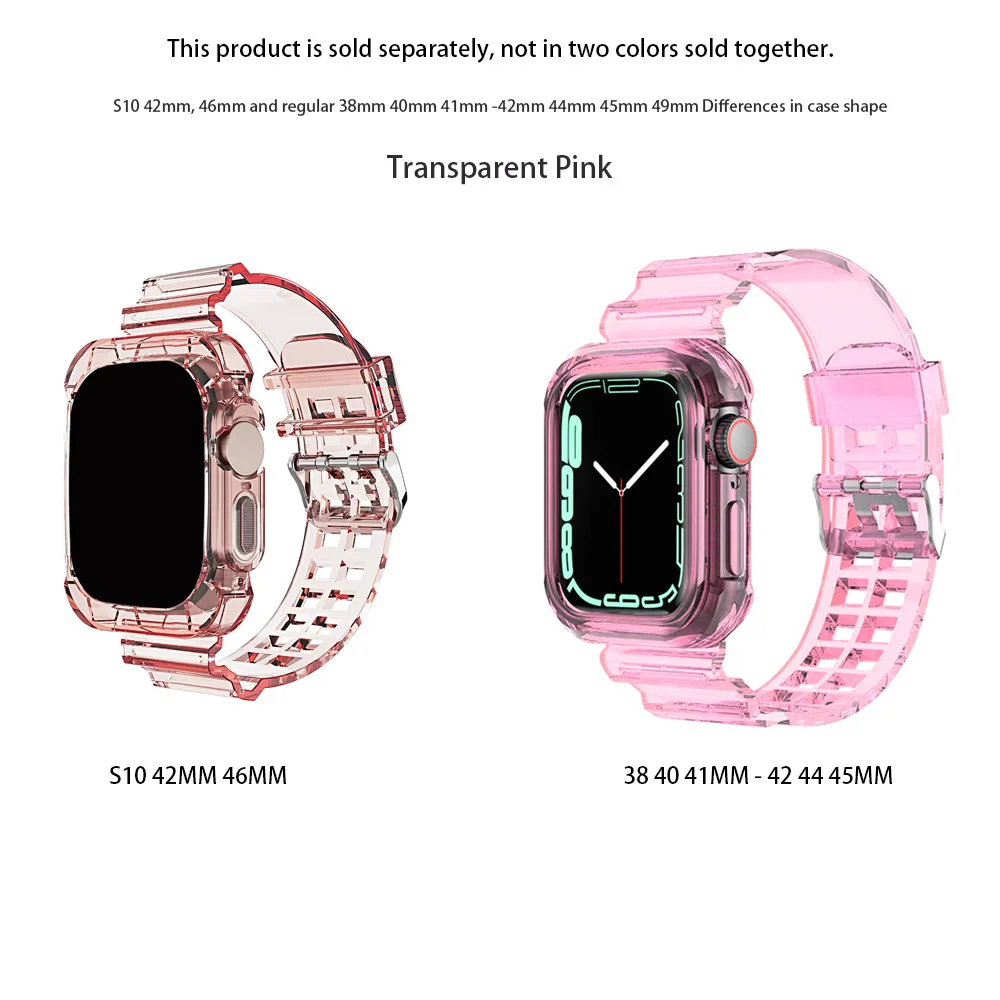 Transparent Apple Watch Band with Protective Case – Soft Clear Strap Accessory