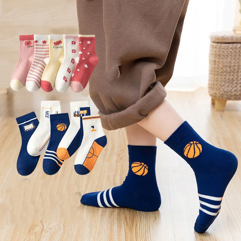 

Baby Socks Spring Autumn Winter Warm Socks for Kids Cartoon 5 Pairs/lost Boys Girls Anti-slip Socks Children Clothing