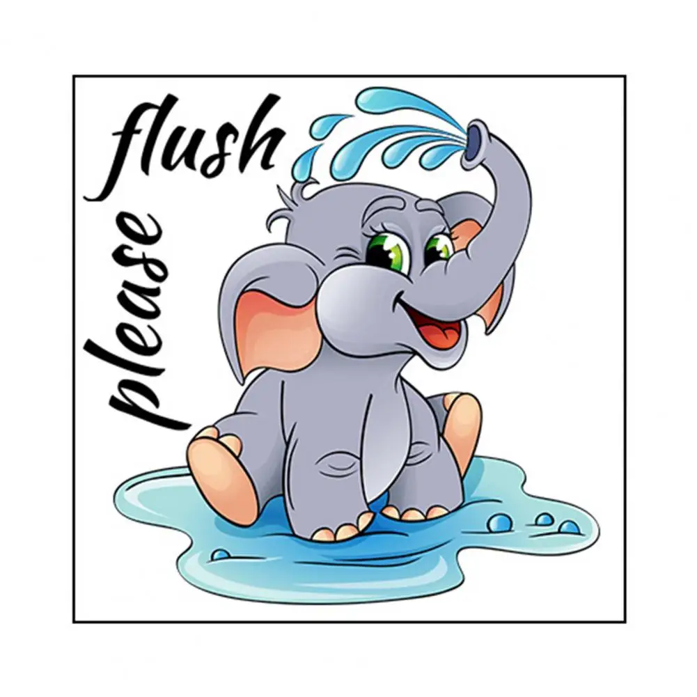 

Toilet Sticker Cartoon Elephant Pattern Wall Tile Sticker Decal Self-adhesive Waterproof Bathroom Toilet Wall Decal for Home Dec