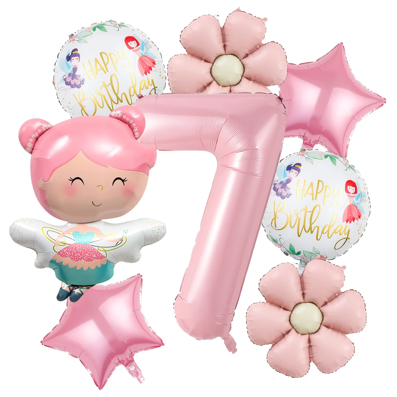 Niedliche Schmetterlings-Feen-Thema Prinzessin Geburtstag Folienballons Rosa Flügel Fee Regenbogen Ballons 4. Geburtstag Party Dekorationen – Detail 8