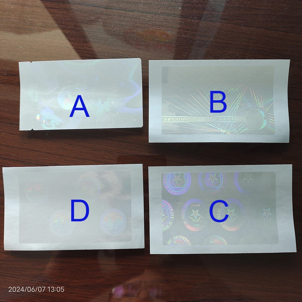100 stücke 84x52mm transparente Hologramm karte Aufkleber wasserdicht reißfest klar Kunststoff Laser holo graphisch unmöglich zu kopieren – Detail 2