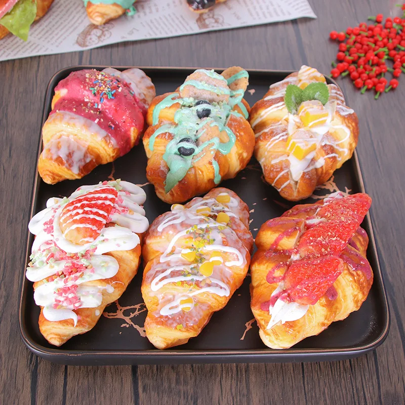 1PC Artificial Croissant Dessert Fake Food Model Decoration Photography Pro Tea Table Decoration