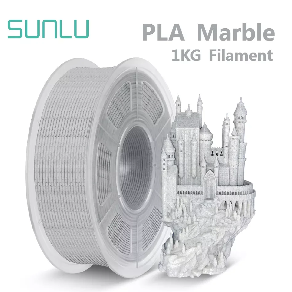 SUNLU PLA 3D Filament 1KG 1.75MM Marble Effect Non-Toxic No Bubble Arranged Neatly No Knot PLAPLUS 3D Printing Material