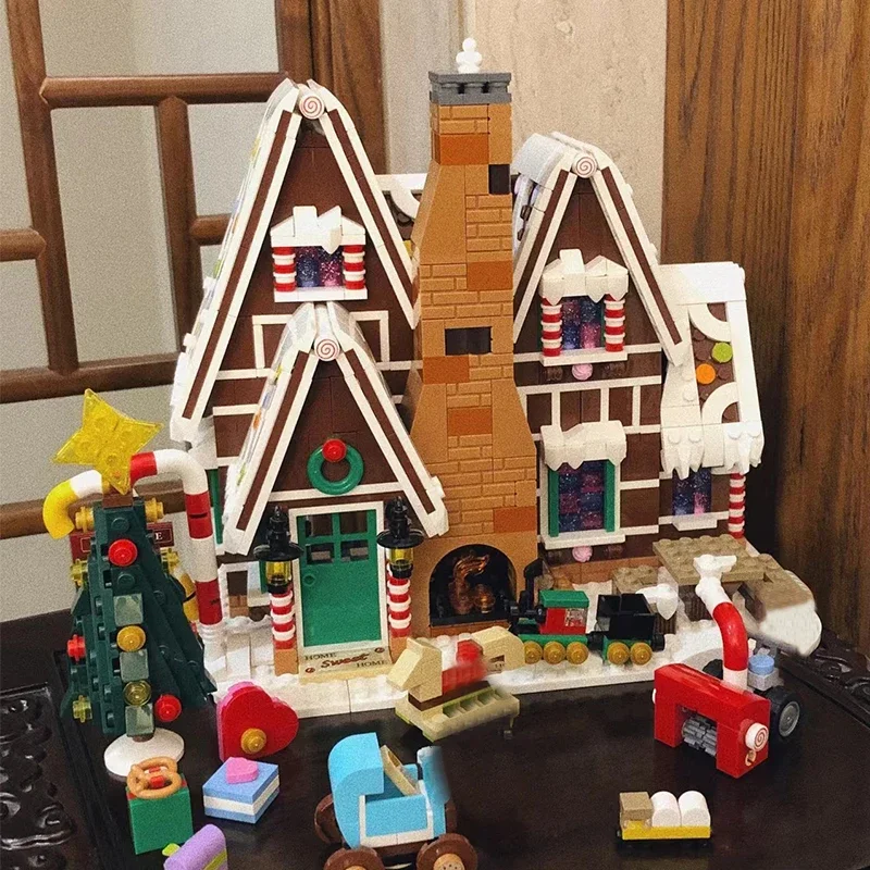 

Creative House Gingerbreaded Room with Figures Modular Building Blocks Brick Toys Christmas Halloween Thanksgiving Day Gift Set