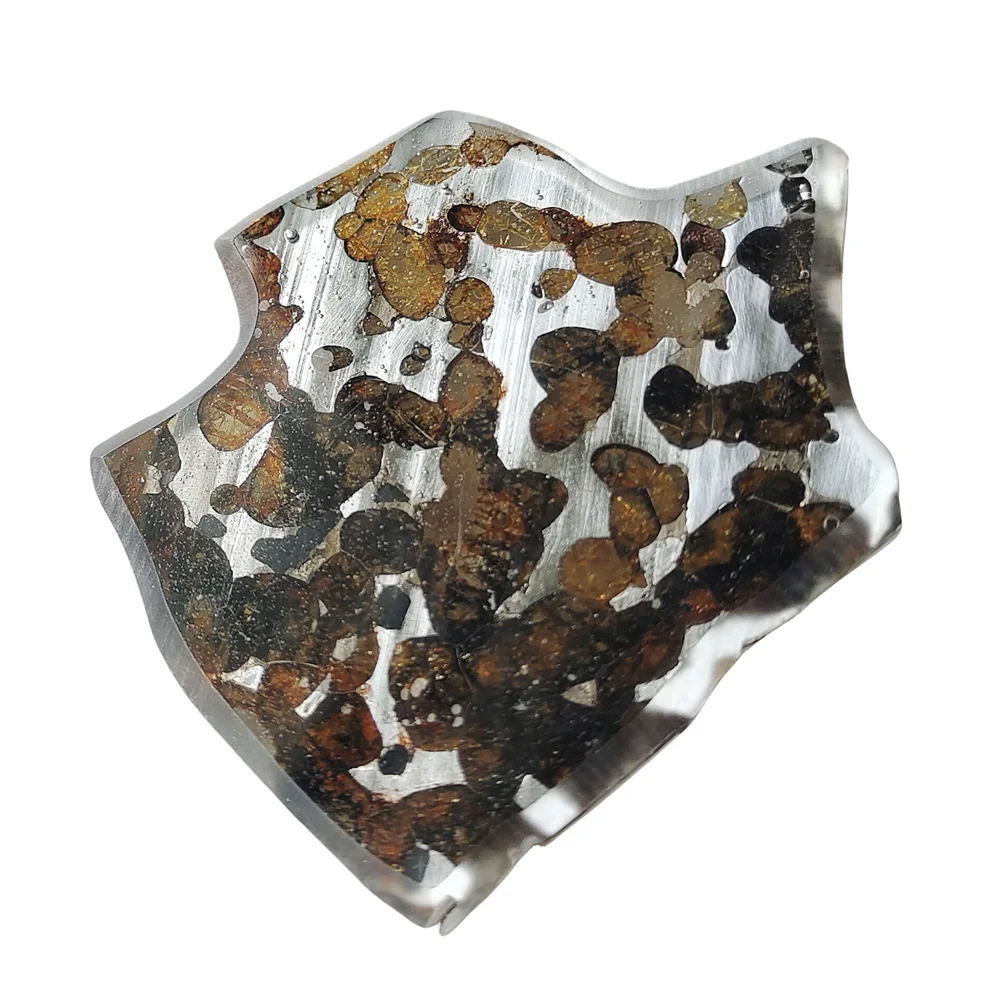 Фото 23,3 г, ломтики оливкового метеорита Seymchan Pallasite, натуральный материал метеорита, коллекция нарезанных ломтиков-CA98 №2