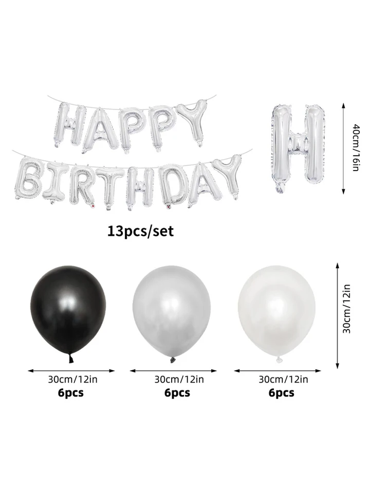 JZK Zilver brieven Happy Birthday folie ballonnen, fijne verjaardag banner bunting voor kinderen volwassen verjaardag partij decoratie toebehoren leveren