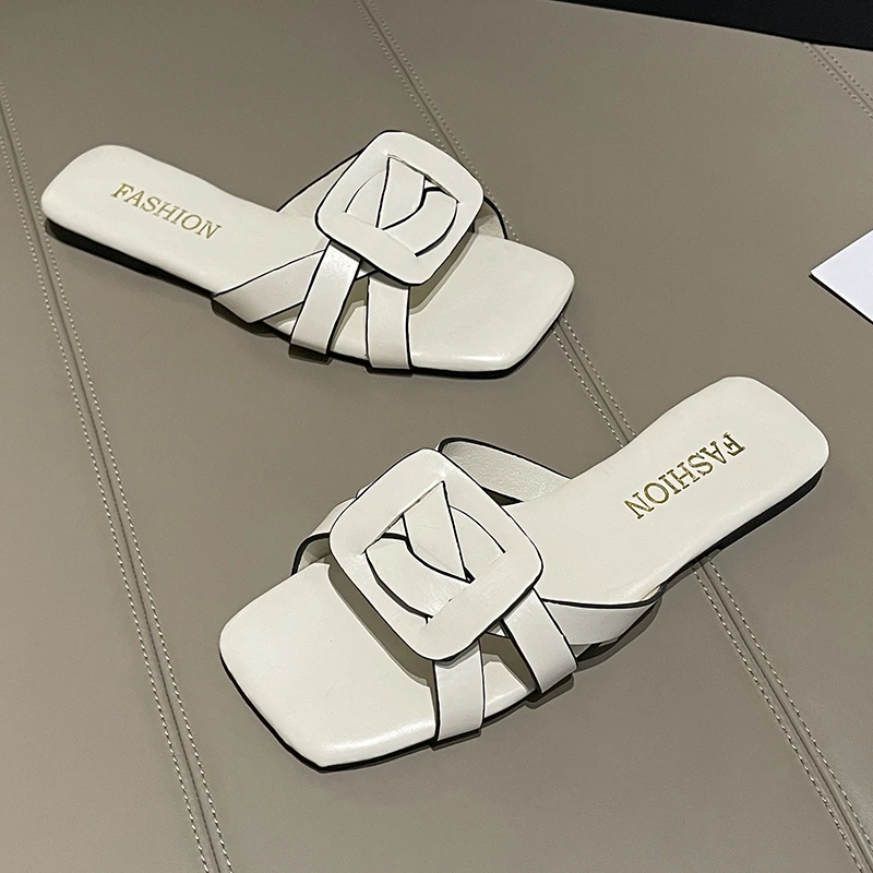 

New Large Women's Slippers Flat Bottom Anti slip Outdoor Open Toe Beach Women's Sandals Sexy Fashion Design Slide Women's Shoes