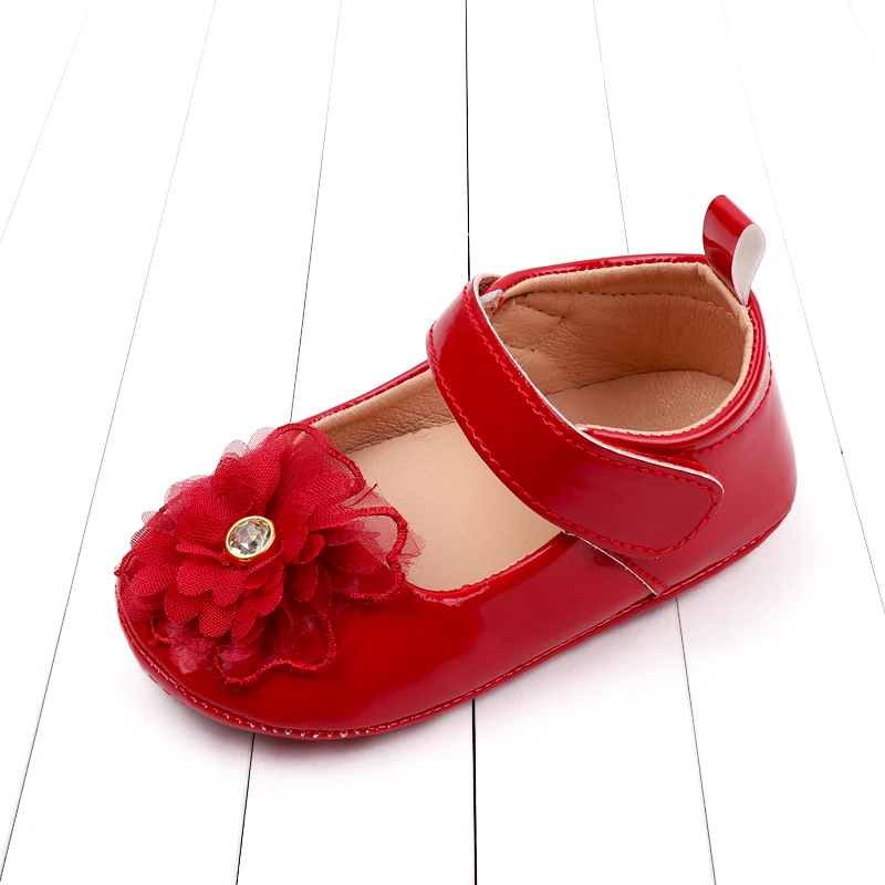 Baby Girl Premium PU Flats Infant Flower First Walker culla scarpe per Party Festival Baby Shower