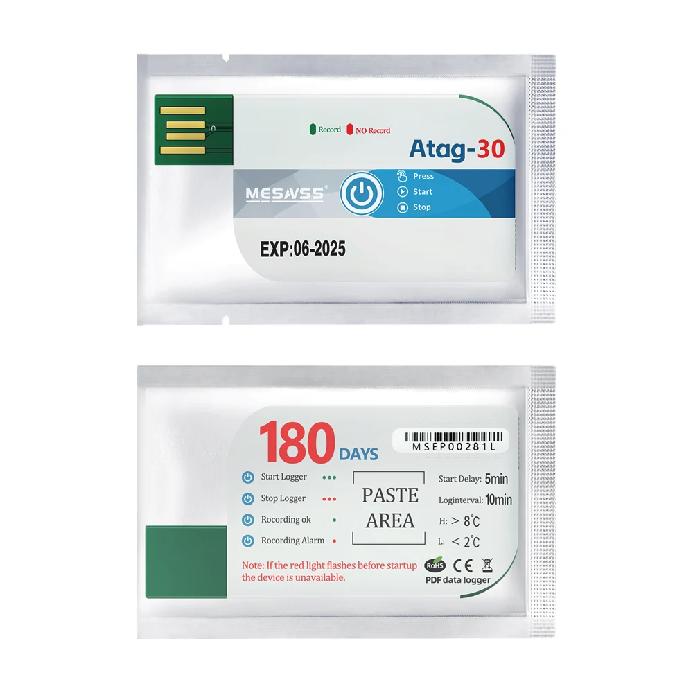 Mini-USB-Temperaturdatenlogger Atag-30 Digitaler Temperatursensor mit 60000-Punktkapazität Hochpräziser PDF-Berichtrekorder