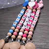 Baby Personalized Name Wood Nipple Holder Clip Pacifier Teething Chew Toy Food Grade Infant Teether Dummy Chain Shower Gift 4