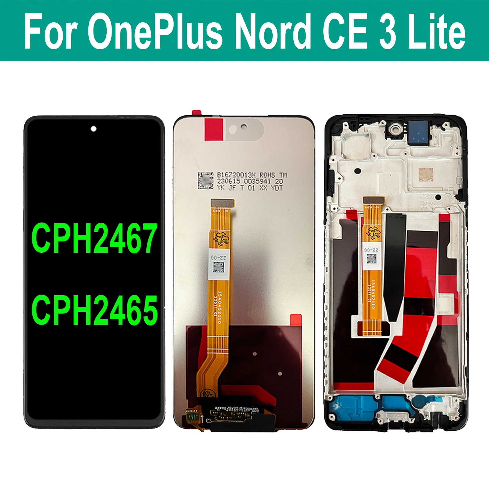 

6.72'' Original For OnePlus Nord CE 3 Lite LCD Nord CE3 Lite CPH2467 CPH2465 Display Touch Screen Digitizer Assembly