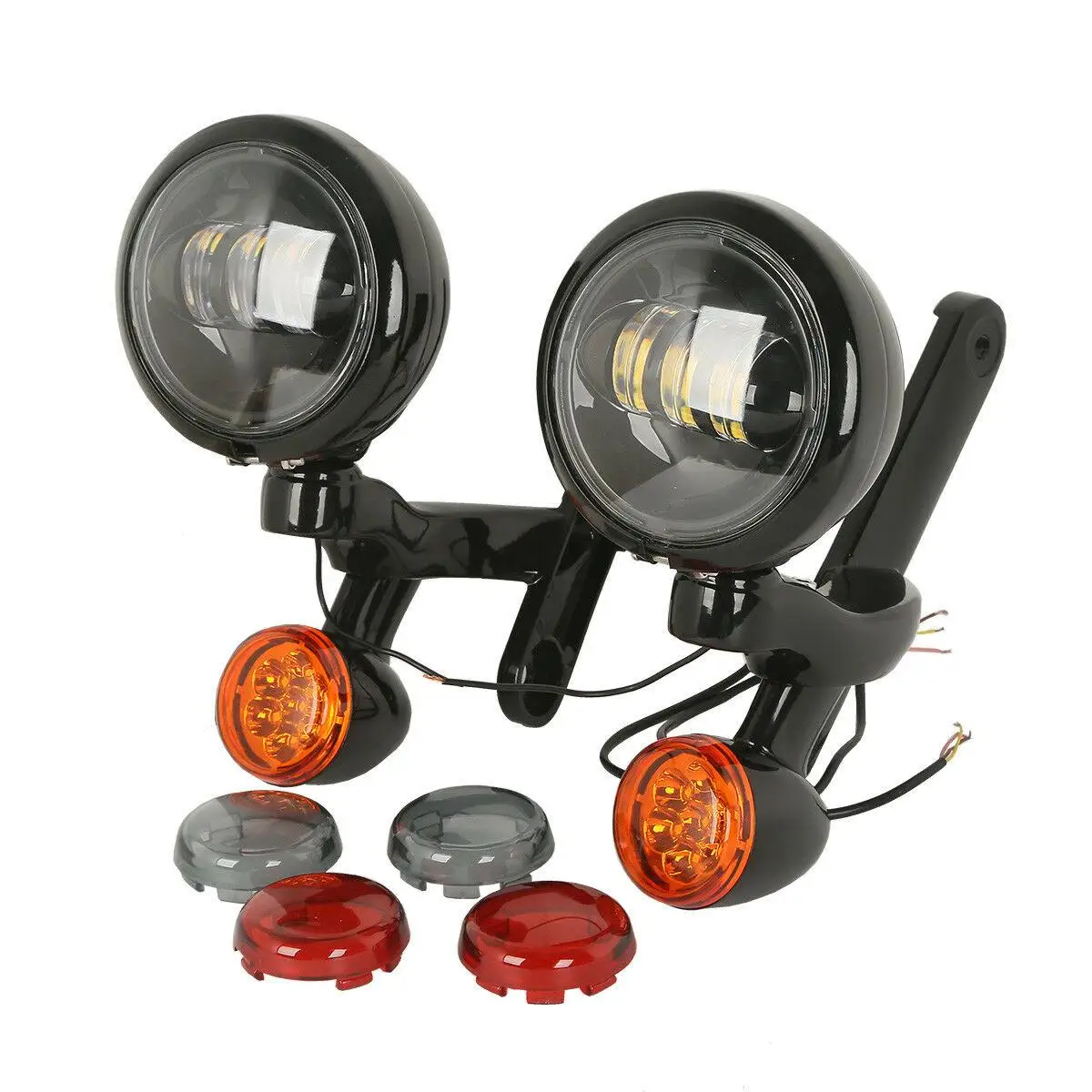 Motorcycle LED Auxiliary Spot Fog Lamp Passing Turn Signal Light with Bracket For Harley for Electra Glide/Road King/FLHXXX |