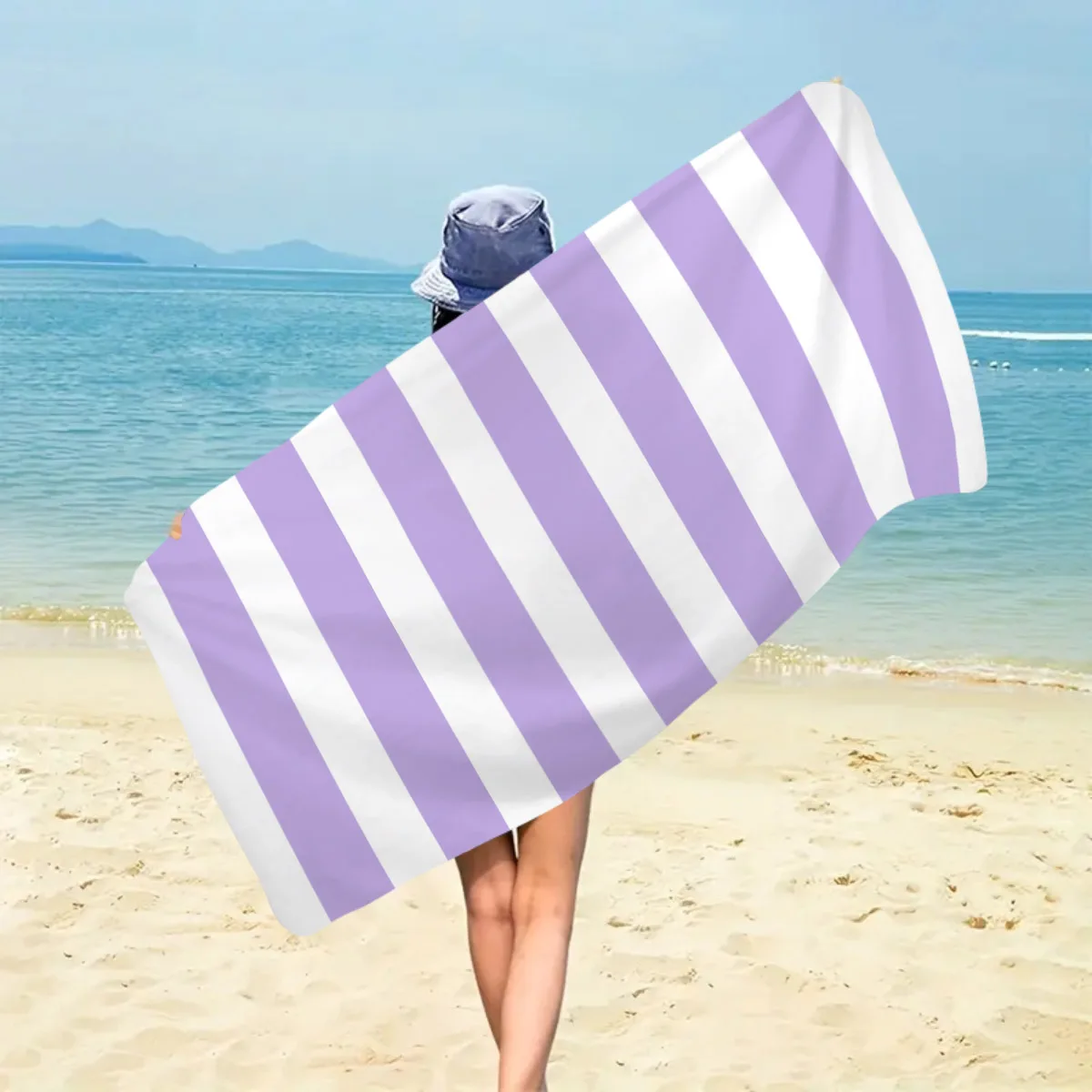 Colorful Striped Beach Towel Quick Drying Absorbent Bath Towel_voghion.com