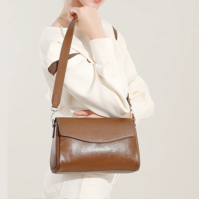 Burminsa 100% Cow Genuine Leather Shoulder Bags For Women 2025 Trend Designer Square Crossbody Purses Satchel Ladies Handbags 2