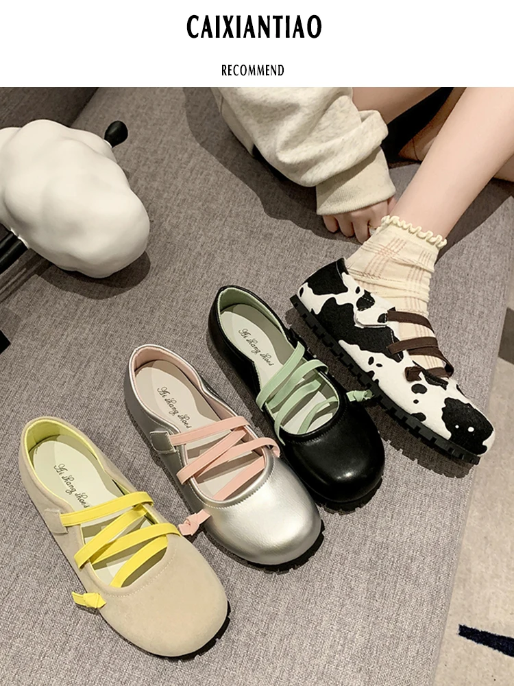 

Casual Woman Shoe Ballet Flats British Style Soft All-Match Female Footwear Round Toe Shallow Mouth Ballerinas Preppy Moccasin R