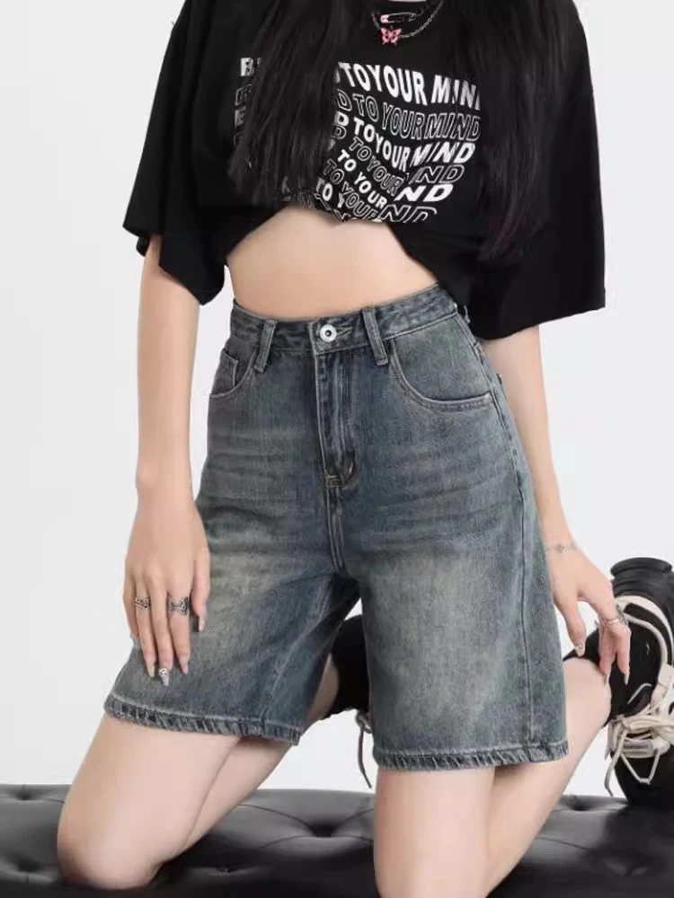New Women Summer Denim Shorts Fashion American Retro Washing High Waist Thin Shorts Casual Vintage Jeans Shorts