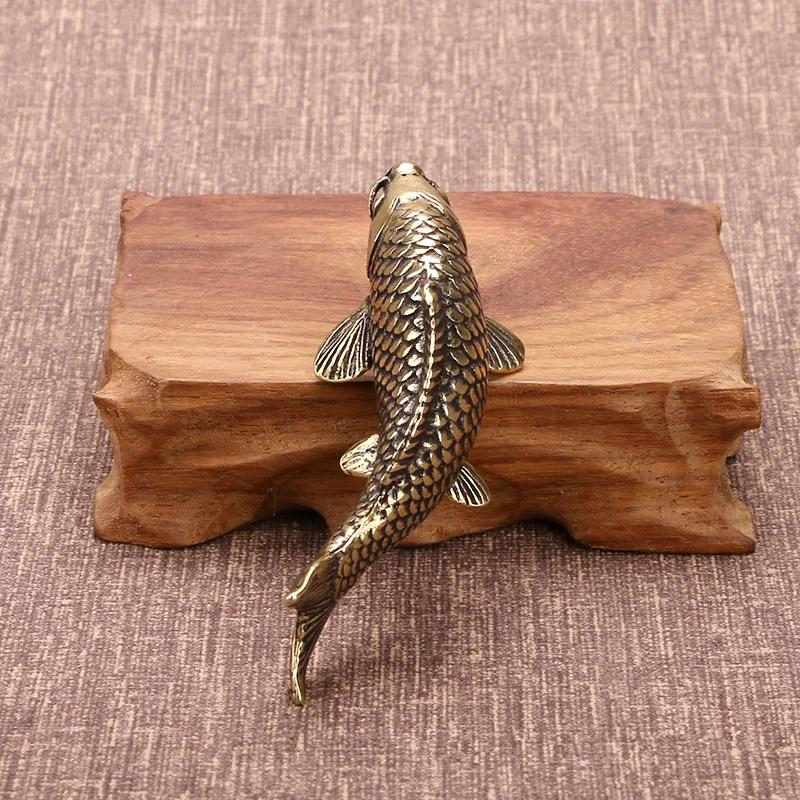 Solid Brass Fish Statue Miniature Model Simulation Carp Tea Pet Antique Feng Shui Desktop Ornaments Home Decoration Accessories garden statue garden decoration animal ornaments