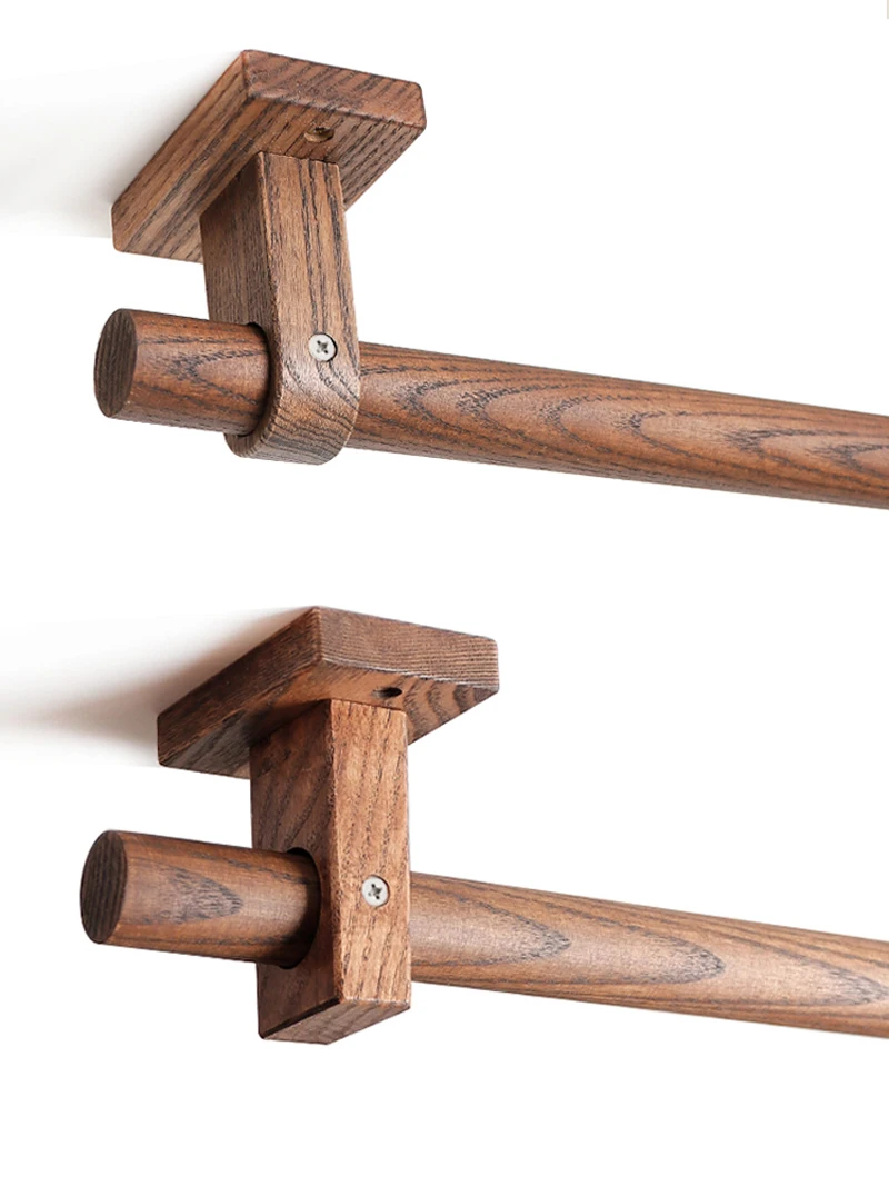 tendaggimania Wooden Curtain Rod - Diameter 35mm - Manual movement, complete with all accessories (240 CM, WALNUT