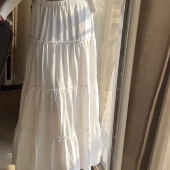 Casual Women White Cake Skirts 2023 Summer Fashion Ladies Casual High Waist Solid Color Female Chic Bottoms