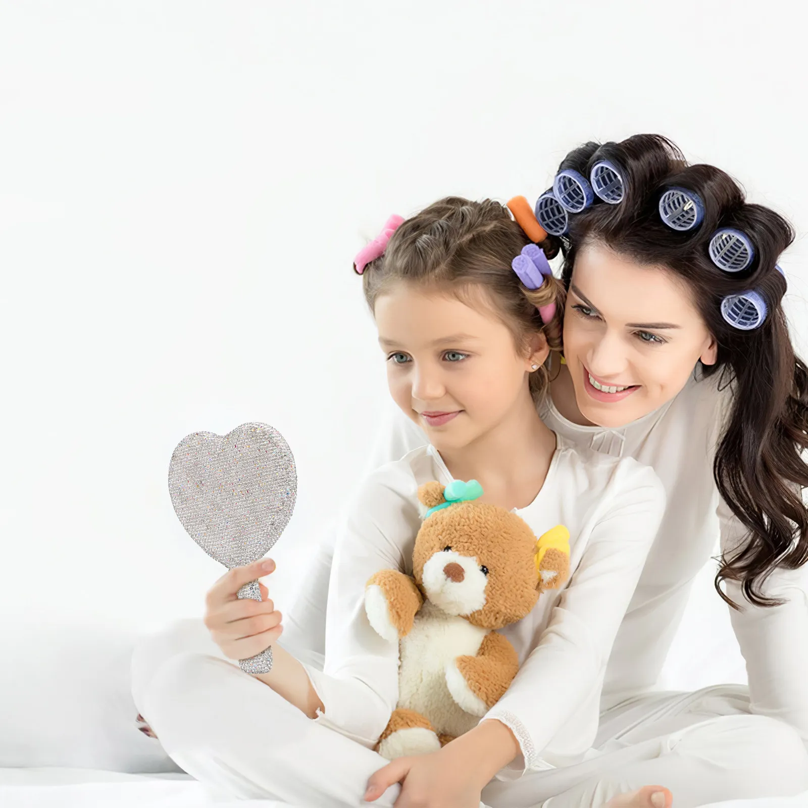 여행용 메이크업 거울 하트 모양 포켓 휴대용 핸드헬드 화장 거울