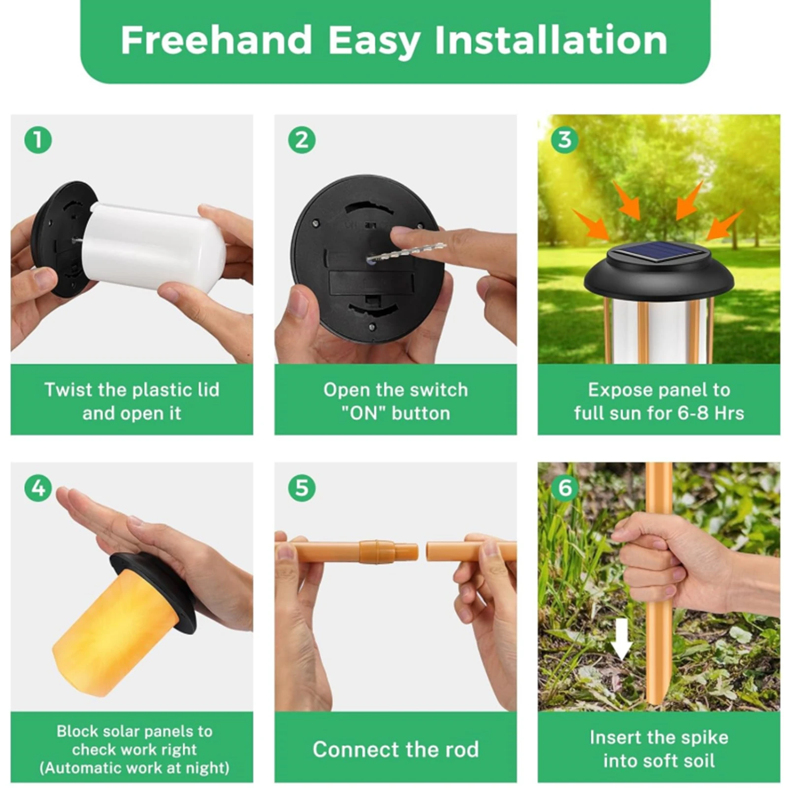 2 Pack Outdoor Solar Torch Lights LED Outdoor Landscape Decoration Light for Garden Patio Pathway Yard Wedding Party,Auto On/Off 6