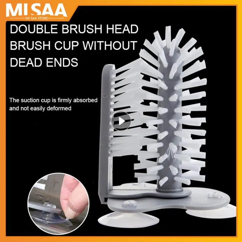 

Cup Scrubber Glass Cleaner Bottles Brush Sink Kitchen Accessories 2 In 1 Drink Mug Wine Suction Cup Cleaning Brush Gadgets