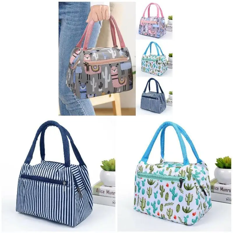 Cartoon Printed Lunch Bag Handheld Insulated Thermal Cool Bags Picnic Food Box thermal insulated lunch bag