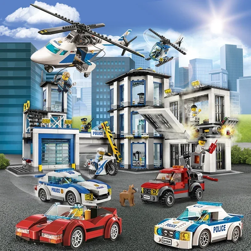 

1078Pcs Police Station City Building Block Compatible MOC-60141 Brick Toys For Children Boys Birthday Christmas Gifts