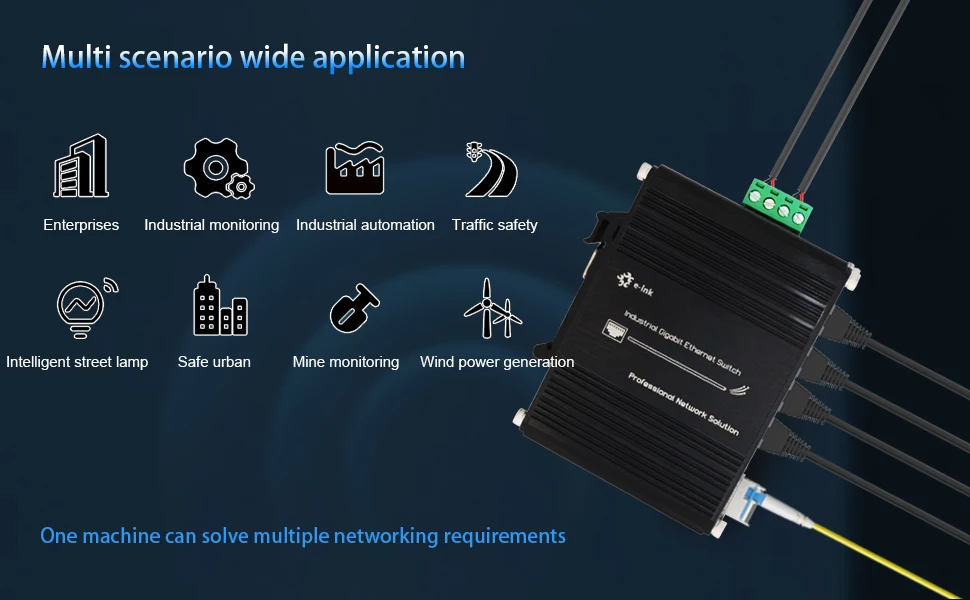 Mini Industrial Ethernet Switch com 8 Portas,