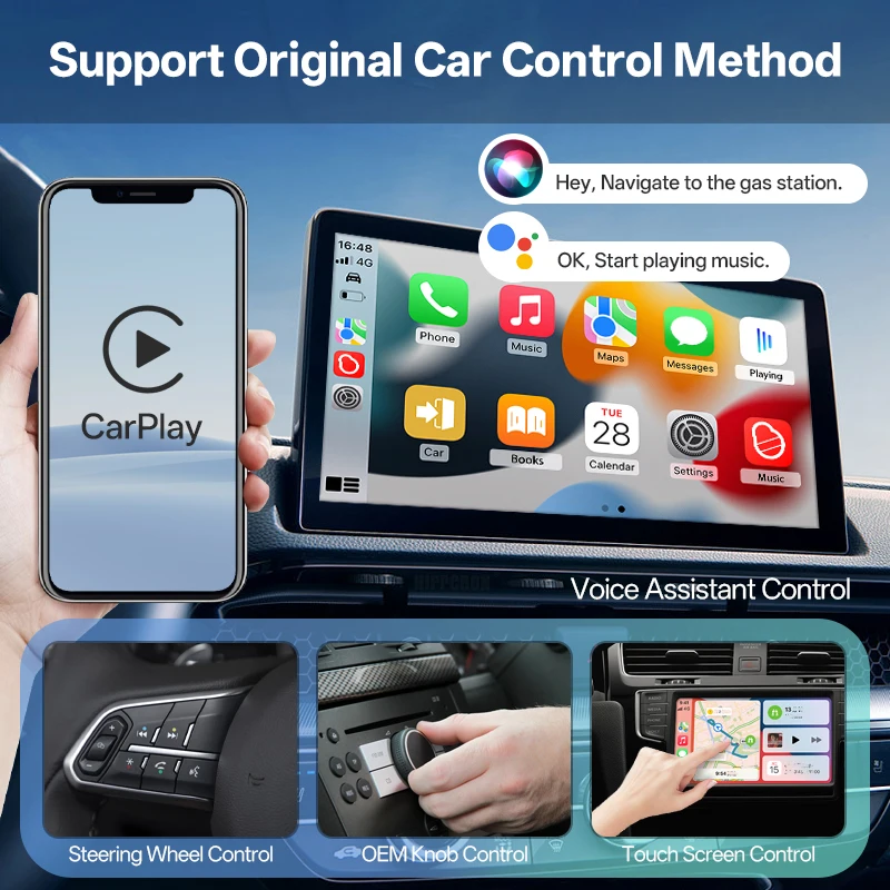 2in1 Wired to Wireless Carplay Adapter Android Auto Smart Dongle Plug Play For A