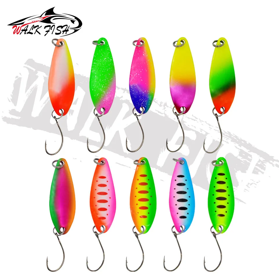 WALK FISH 1PCS New Trout Spoon Bait 5g 40mm Metal Fishing Lure With Single  Hook Hard Bait Lures Trout Perch Chub Salmon