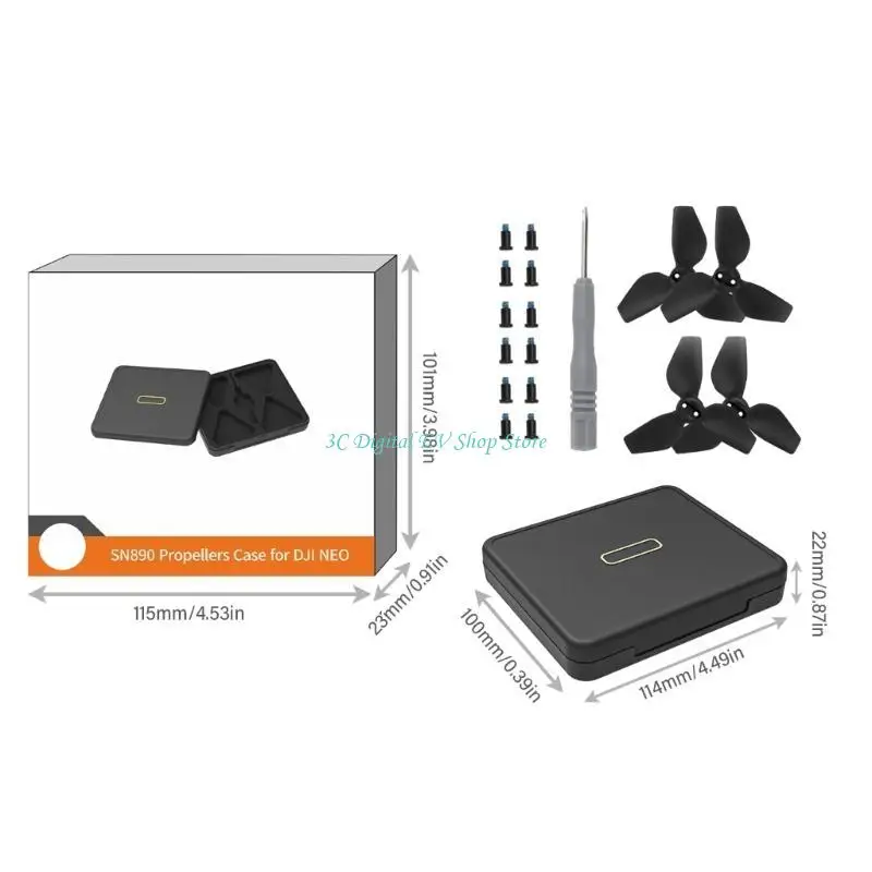 Accessoires Drone Lot 4 Hélices + Boîte Stockage - Argent, Rouge, Or, Orange