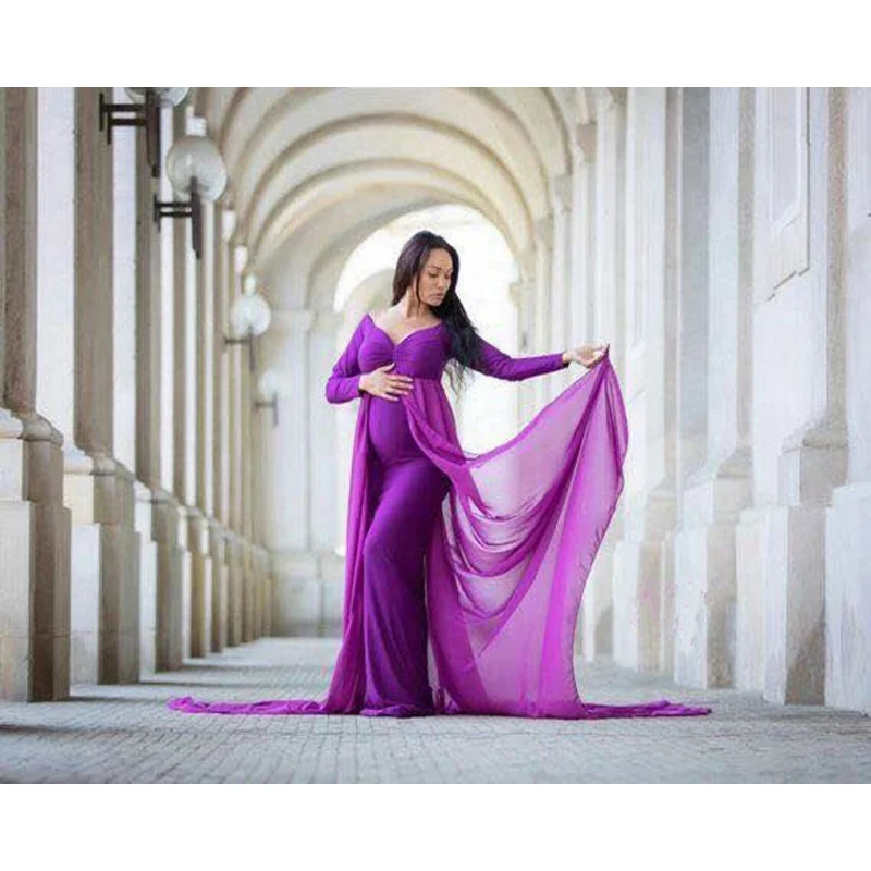New Long Maternity Photography Props Pregnancy Dress Pure Cotton Dresses For Photo Shoot