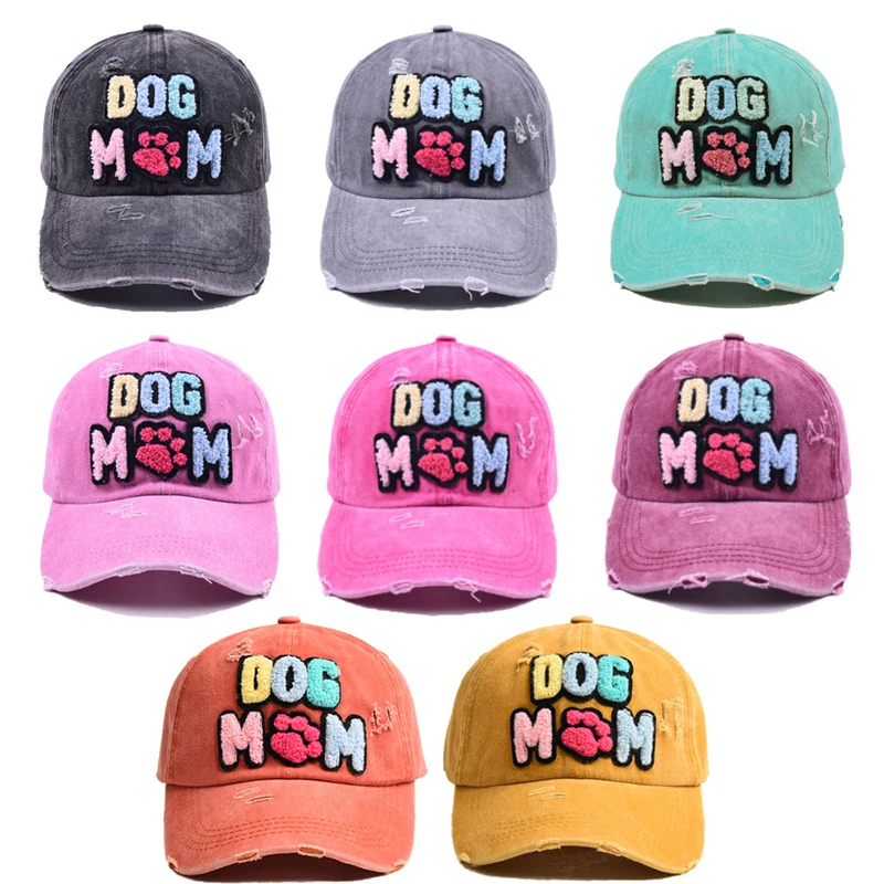 New Dog Mom Embroidered Adjustable Baseball Cap Women Washed Patch Snapback Casual Dad Hat Outdoor Cotton Hip Hop Trucker Caps 4