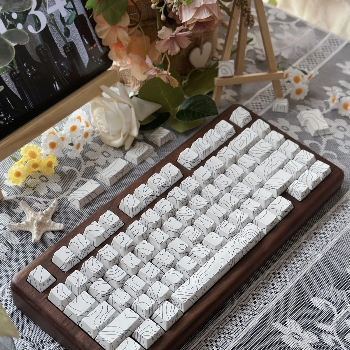 Kawaii Contour Engraving Cherry Profile Backlit Keycaps (132 Keys)