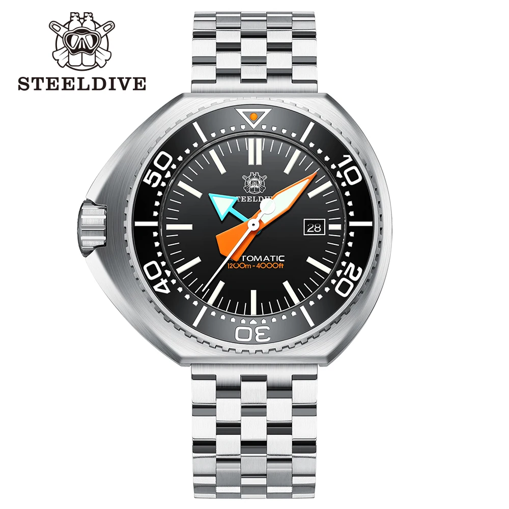 STEELDIVE 남성용 자동 세라믹 베젤 방수 다이브 워치, SD1985, 44mm 스틸 케이스, BGW9 블루 루미너스 NH35, 1000m 방수, 신제품