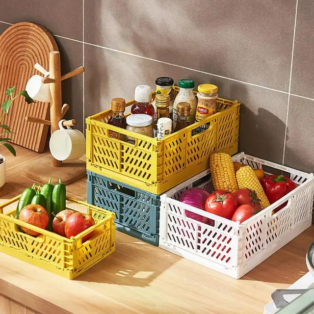 6 Colorl Storage Baskets Case Foldable Grocery Basket