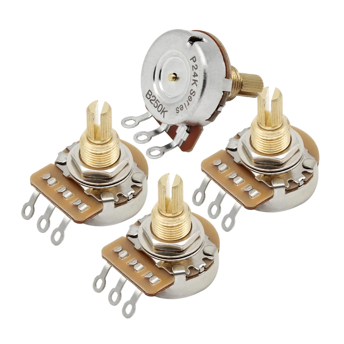 FLEOR 10 Potenziometri B250K Per Chitarra Elettrica - Albero Corto, Argento, Posizione Ponte