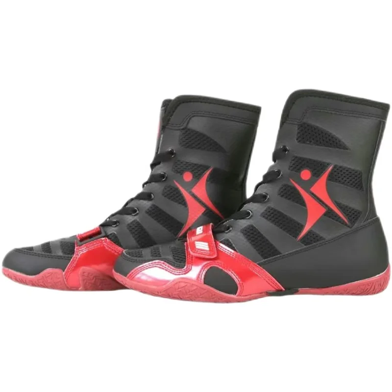 New Wrestling Sneakers for Men Designer Black Red Boxing Shoes Couples Breathable Wrestling Boots Big Boy Fighting Shoes