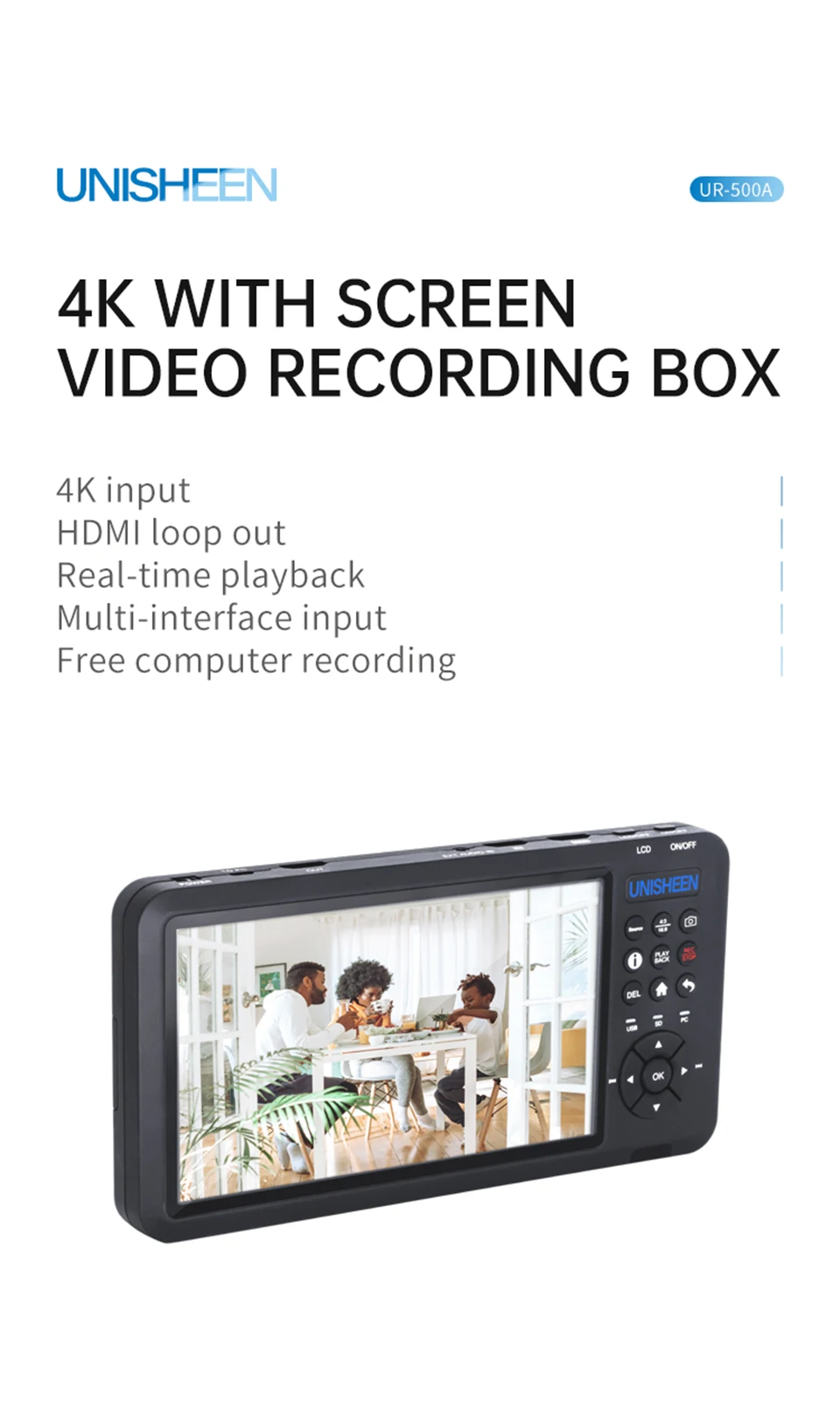 Hot-Sale Video Record StandAlone Monitor Endoscop 2 Channel 4K PIP Camera RCA HD