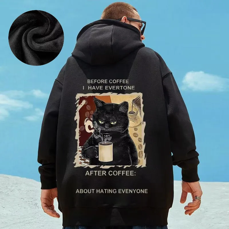 Hooded Sweater Men's Trendy Brand Large Size M-8XL Men's Autumn And Winter Style Plush And Thick Fat Hip-hop Pullover Jacket