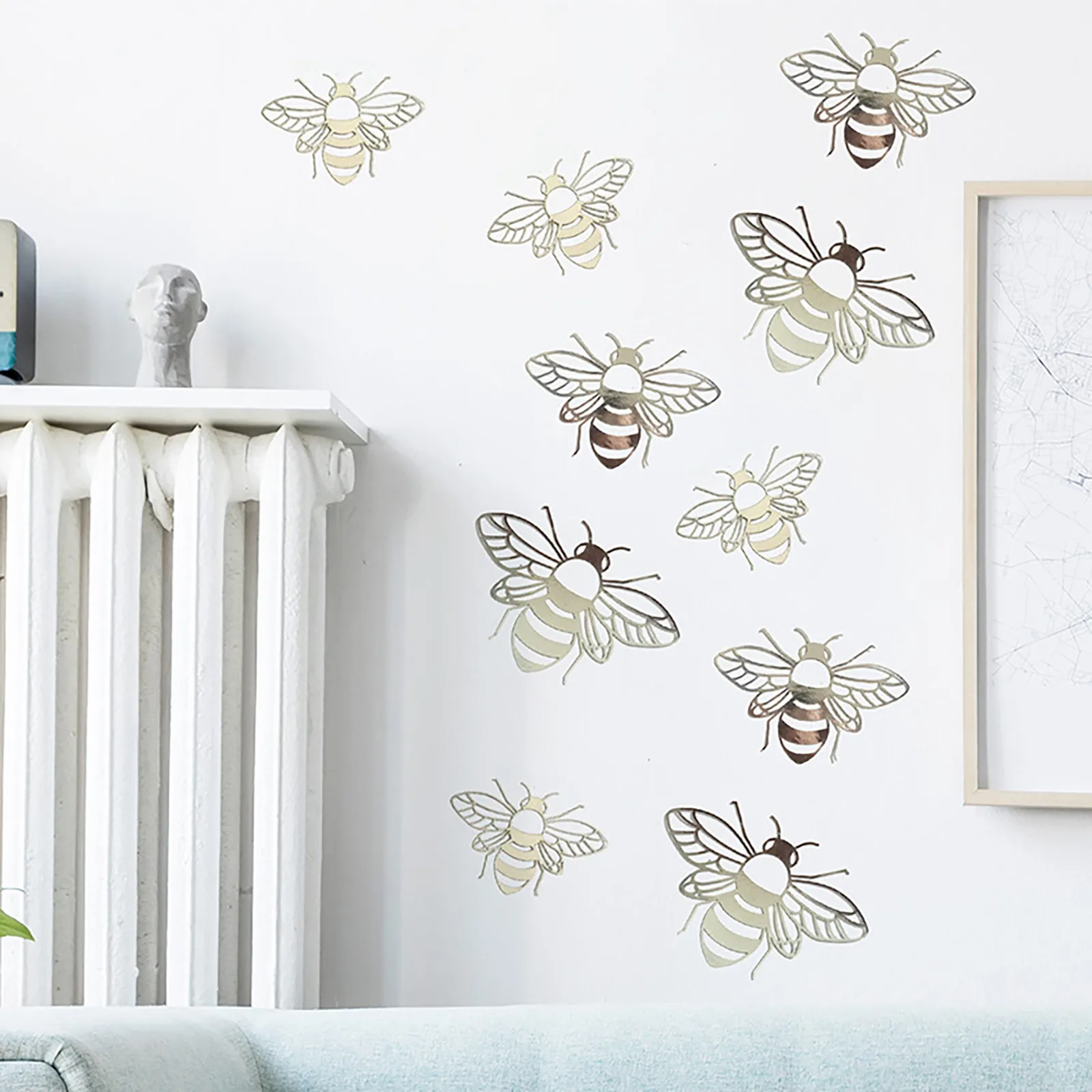 12PCS Hollow Bee Wall Stickers Home Decoration Festive Party Arrangement Window Decals