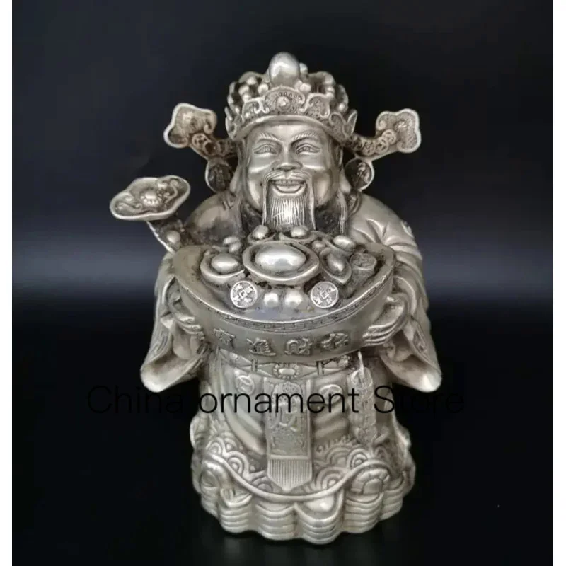 

China White copper archaize god of wealth crafts statue