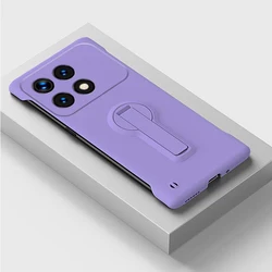 Frameless Hard PC Phone Case with Rotating Stand Holder for Poco F3 (Purple)