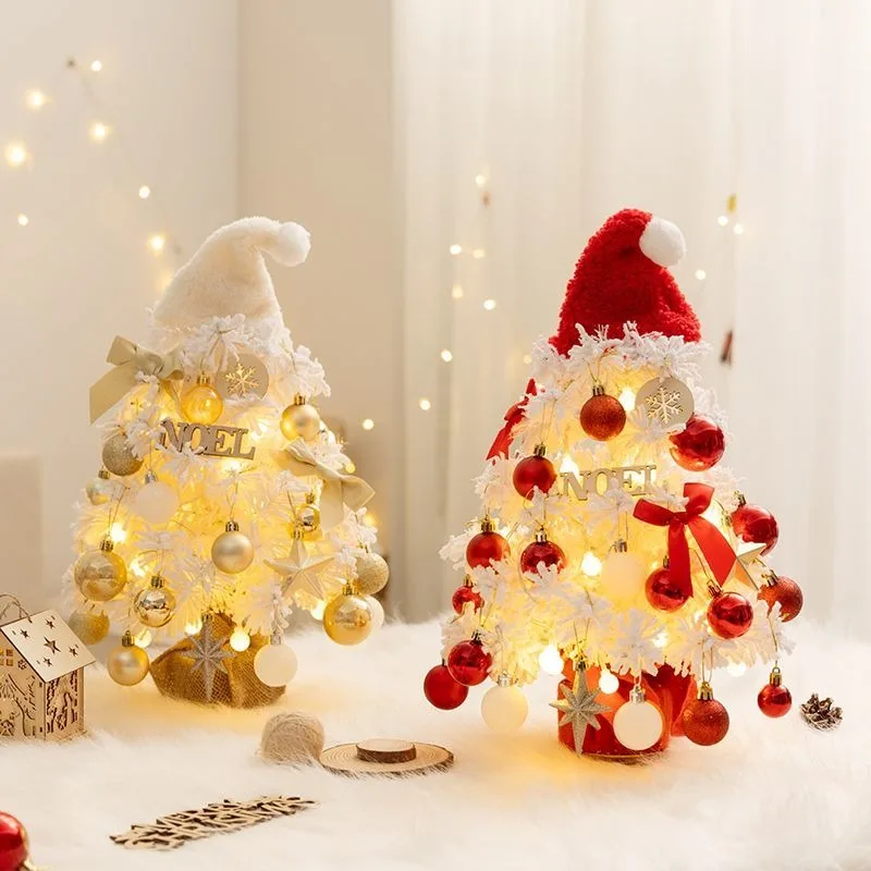 

New Christmas Flocking Decorations Small Mini Christmas Tree Package Home High-end Lamp Desktop Decoration Ornaments