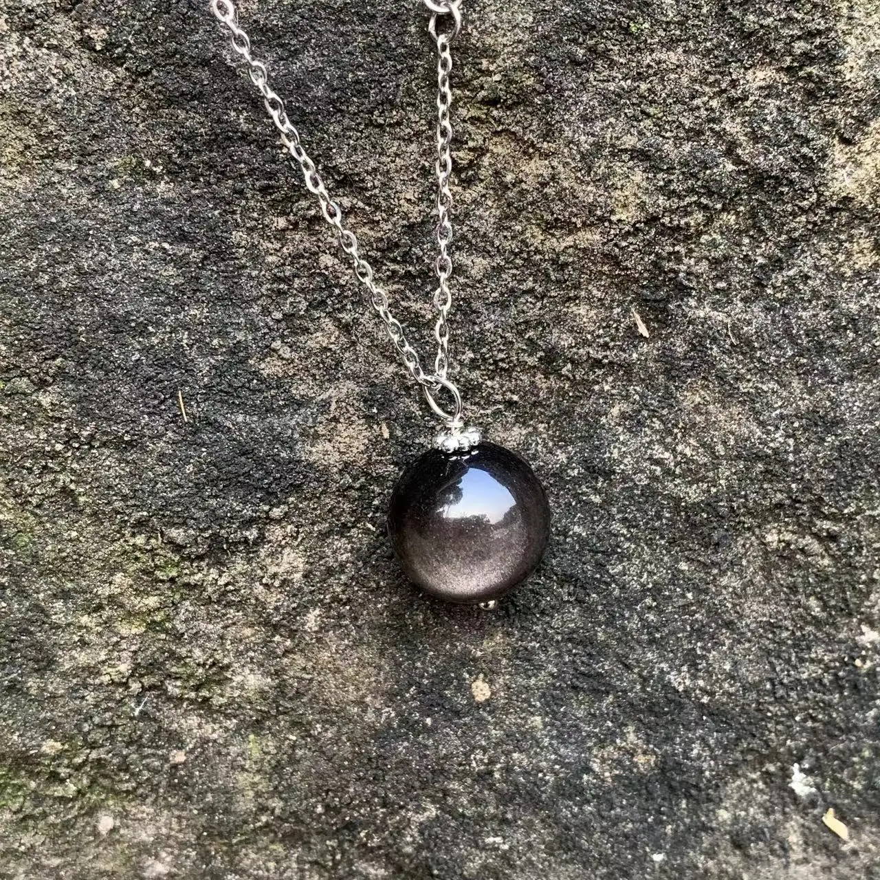 14MM Natural Obsidian Pendant Necklace Handmade Stones Healing Energy Gift